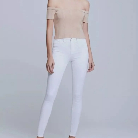 NWT L'AGENCE Ginger Fitted Ribbed Off-Shoulder Cap Sleeve Top - Medium - Picture 4 of 12